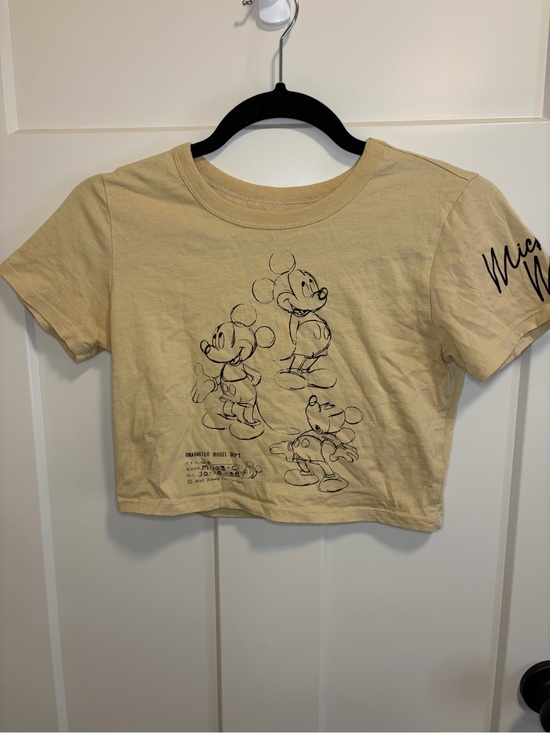 Disney Tops - Mickey Mouse Beige Crop Tee -